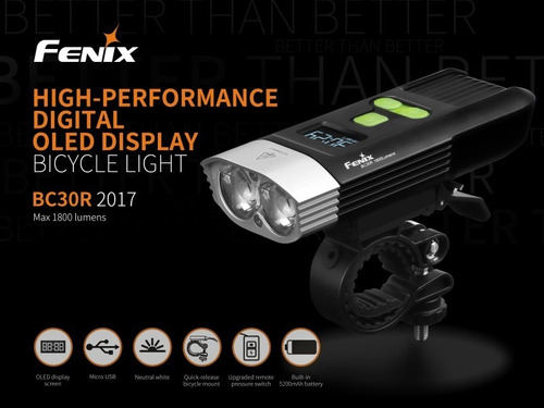 Imagen 5 de 10 de Linterna Para Bicicleta Fenix Bc30r Rebccargable 1800 Lumens