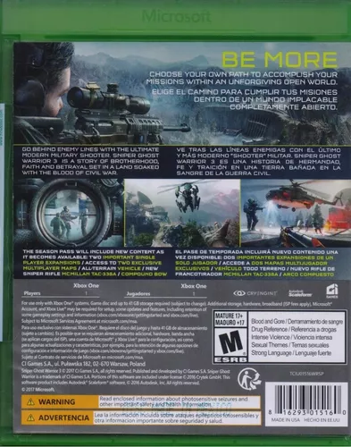 BH GAMES - A Mais Completa Loja de Games de Belo Horizonte - Sniper: Ghost  Warrior 3 - Season Pass Edition - Xbox One