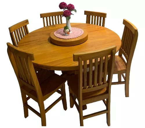 Mesa de Jantar com 6 Cadeiras de Madeira Maciça