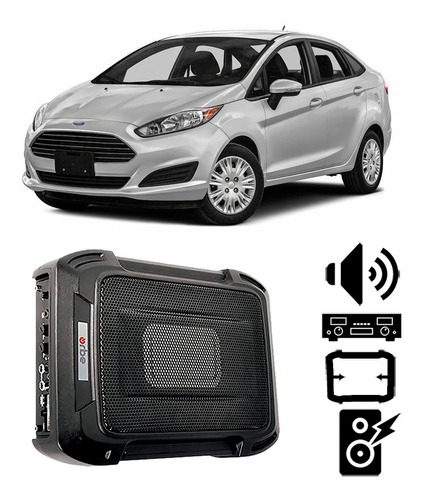 Caixa Amplificada Ford Fiesta 2011 A 2016 350w Rms Slim