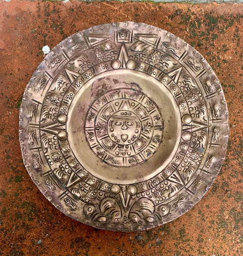 Antigua Artesanía De Cobre Calendario Azteca (Usado)