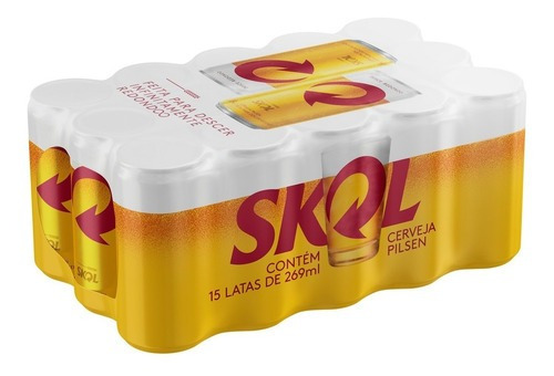 Pack Cerveja Pilsen Skol Lata 15 Unidades 269ml Cada