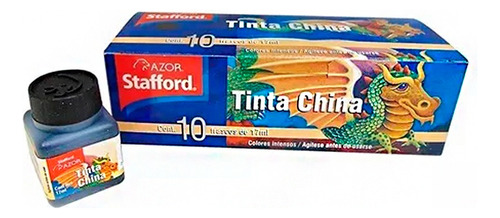 Caja C/10 Frasco 17ml Tinta China Negra Dibujo Y Caligrafía Tinta Negro