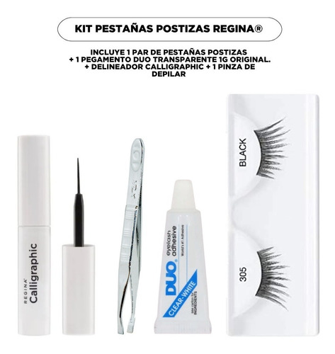 Imagen 5 de 7 de Kit Pestañas Postizas Regina Efecto Lifting 305