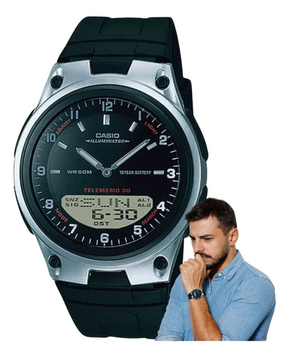 Relógio De Pulso Casio Masculino Anadigi Preto Aw-80-1avdf