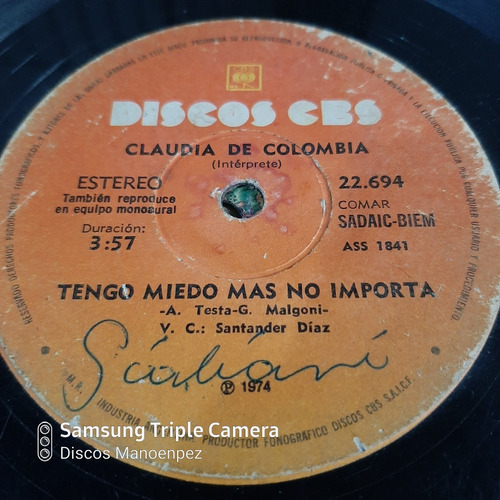 Simple Claudia De Colombia Discos Cbs 22694 C15