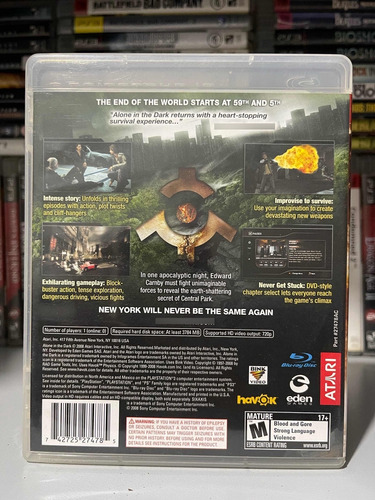 Jogo Ps3 Alone In The Dark Inferno Físico Original