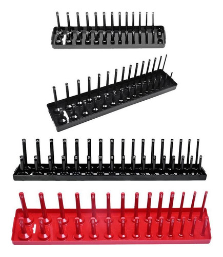 4 Piezas Sae Métricas Socket Tray Rack Holder Organizador