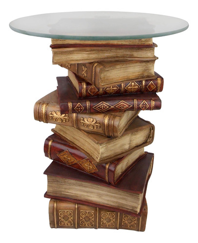 Design Toscano Power Of Books - Mesa Auxiliar Con Tablero D.