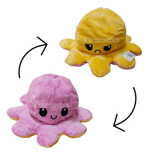Pack X10 Peluche Pulpo Reversible Feliz Enojado 20 Cm - Nalu