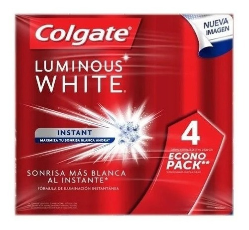Pasta De Dientes Colgate Luminous White 4 Pzas De 75 Ml C/u