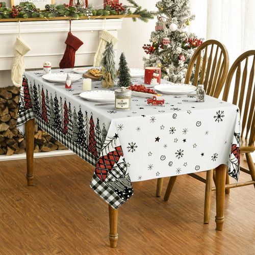 Mantel De Comedor Rectangular Negro A Cuadros Con Forma De Á