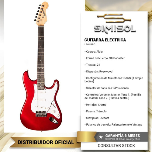 Guitarra Electrica Stratocaster Leonard Le362 Palanca Cuota