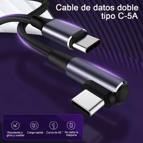 Cable Usb Tipo C A C Carga Rapida 100w Qc 5.0 Datos 2 Metro