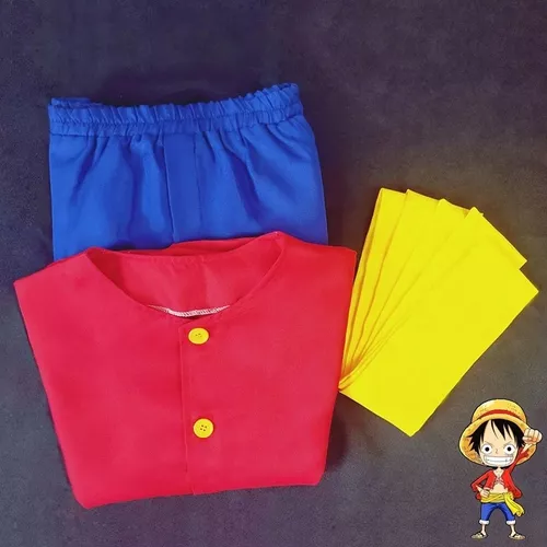 Anime macaco d luffy cosplay traje para homens novo mundo roupas luffy  palha festa de halloween uniforme roupas topo + calças + cós — comprar a  preços