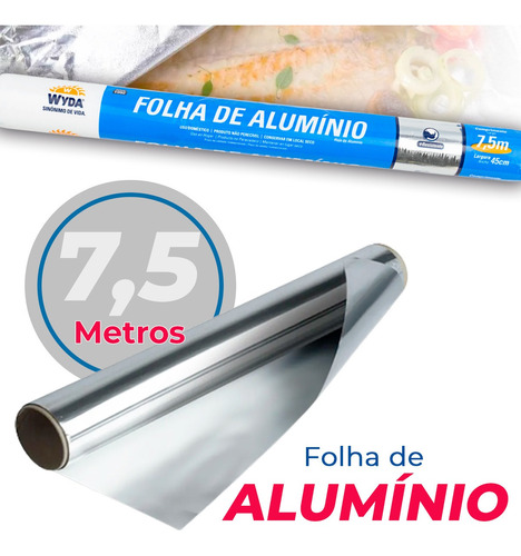 Rolo De Folha Em Alumínio 45cm Com 7,5m De Comprimento Wyda