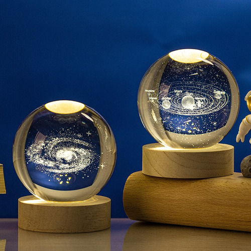 Lámpara Led De Cristal Con Forma De Galaxia, Bola De Luna, N
