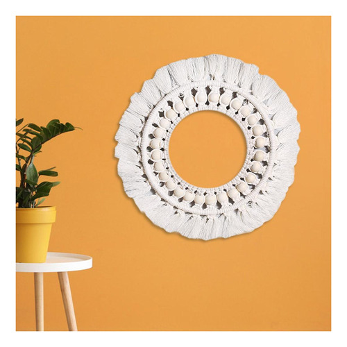 Espejo De Pared Colgante Con Flecos De Macramé, Espejo
