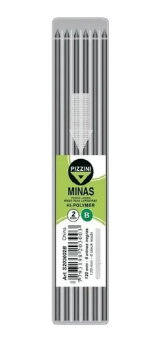 Minas Pizzini 2mm B X 6 Lapiz Mecanico Tecnico Tablero 