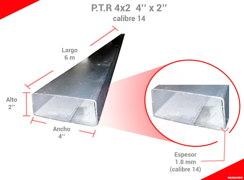 Imagen 3 de 5 de P.t.r. 4 X2 Cal 14 A 6m De Largo