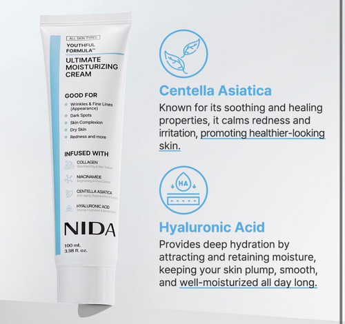 Nida Moisturizing Cream Crema Facial Coreana 100ml Original! Todo Tipo De Piel Día/noche