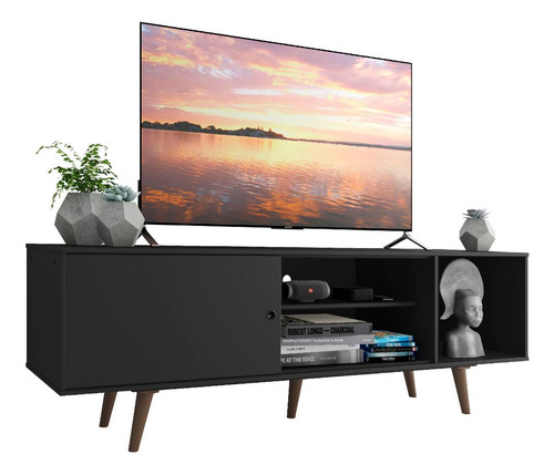 Mueble Mesa Para Tv Rack Madesa Dubai Hasta 65'' Nn Color Negro/Marrón