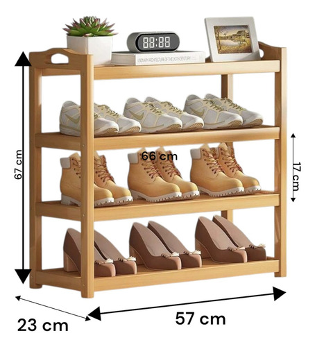 Zapatero Bambu Madera 4 Niveles Organizador Calzado Nordico