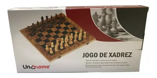 Jogo De Xadrez Dobrável Peças E Tabuleiro Em Madeira 24 X 24