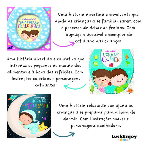 Kit Livro Do Bebê Hora De Comer, Hora De Dormir E Vamos Tirar A Fraldinha?, Conjunto Completo De Livrinhos Para Ajudar O Seu Bebê A Se Desenvolver