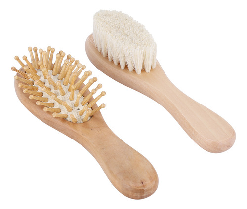 Juego De Cepillos Y Peines De Madera Para Bebés Con Cerdas D