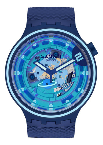 Reloj Swatch Second Home Sb01n101 Color De La Correa Azul Color Del Bisel Transparente