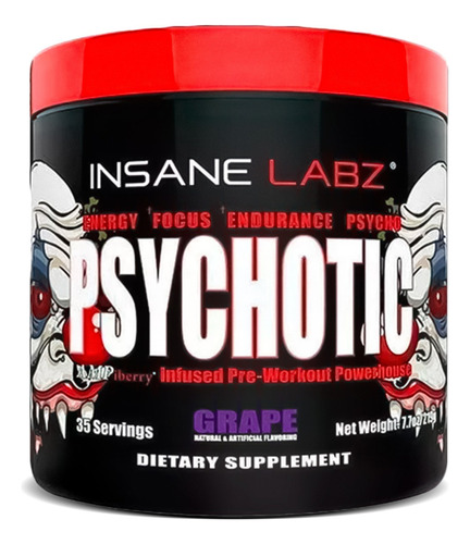 Suplemento En Polvo Insane Labz Psychotic Sabor Uva 219g