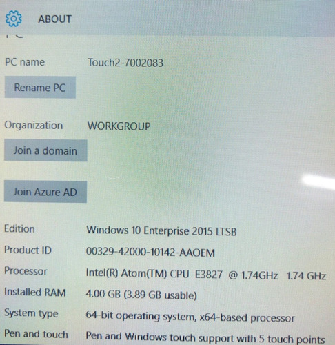 Tablet Intel Atom3827 1.7ghz Win10 Enterprise 4gb Ram Ssd128