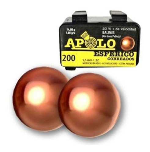 Chumbos Apolo Cobreados 5.5mm X 200un Tiro Caza