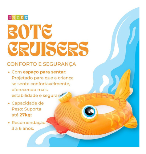 Boia Infantil Para Crianças Inflável Peixe Amarelo 3-6 Anos