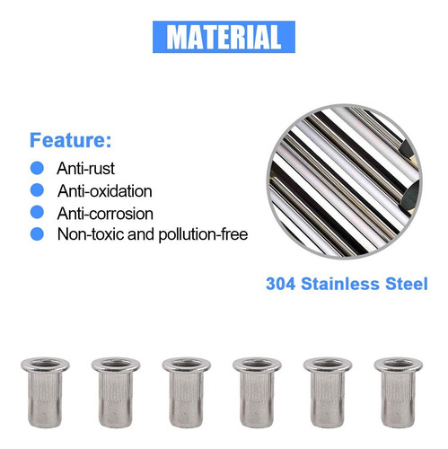 50 Tuercas Remachables De Acero Inoxidable M6