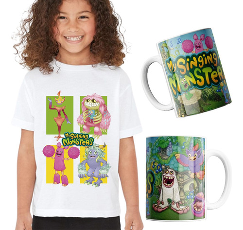 Playera My Singing Monsters Para Niños Kit Playera + Taza 