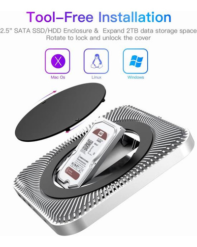 Raycue Hub Y Soporte Usb Tipo C: Carcasa Ssd Para Mac Mini