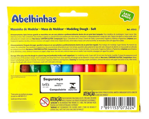 Imagem 3 de 4 de Massinha De Modelar Escolar 12 Cores Soft Acrilex 180g