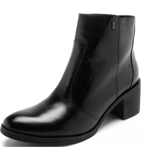 Bota Santa Lolla Couro Salto Quadrado Na Cor Preta - 0318 | Mercado Livre