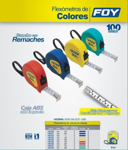 Flexómetro 3m X 1/2 Turquesa Foy142127