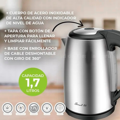 Pava Eléctrica Smart-tek 1,7 L Digital Sd2035a Envio Gratis