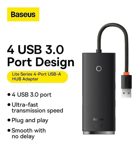 Hub Adaptador Conector Usb-a 3.0/ 4 Puertos Baseus Cable 25c