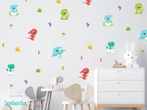 Adesivo De Parede Dinossauros Cute Baby Decoração Bebê