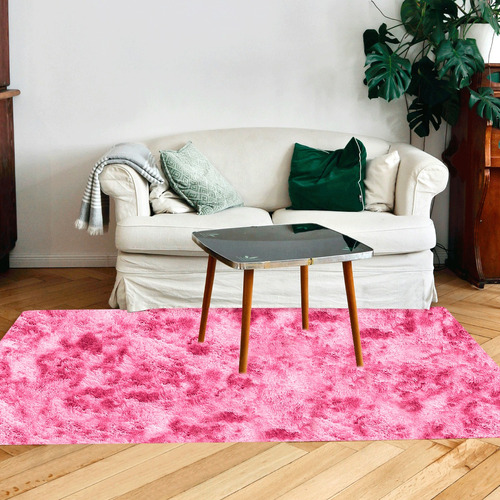 Alfombra Tapete Linium Decorativa Sala Hogar 160x120cm Suave Ancho 160 cm Color Rosa Diseño de la tela Peludo Largo 120 cm