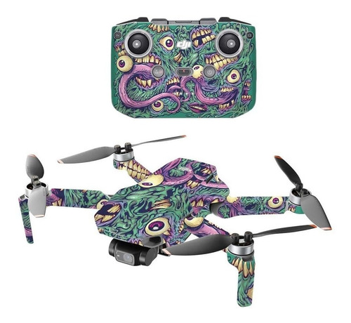 Skin De Vinilo Para Drone Dji Mini 2 - Ojos Y Dientes..