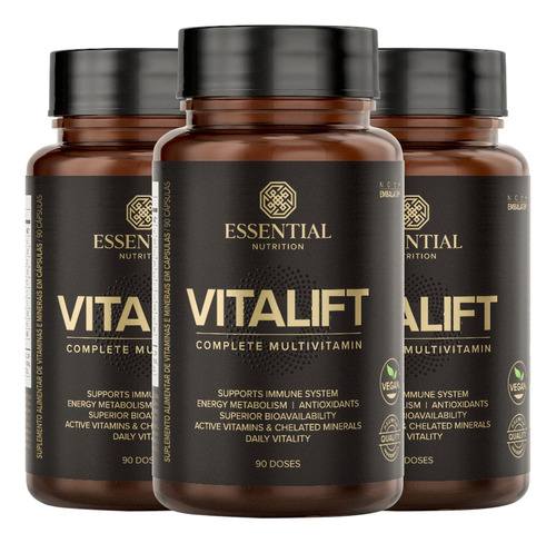 Kit 3 Vitalift Essential Nutrition 90 Cápsulas Sabor Sem Sabor
