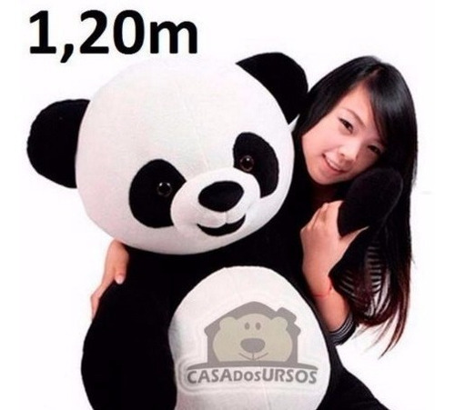 Urso Panda De Pelúcia Macia Teddy Bear Gigante 1metro E 20cm