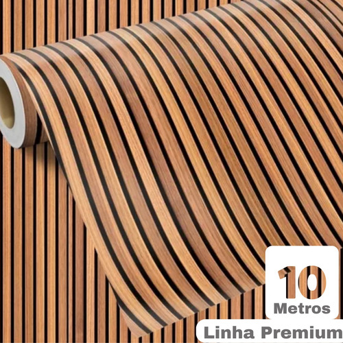 Papel De Parede Madeira Adesivo Ripado 10 Metros Lavável 3d