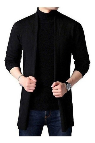 Saco Sueter Cardigan Casual Largo Abierto Para Hombre Z